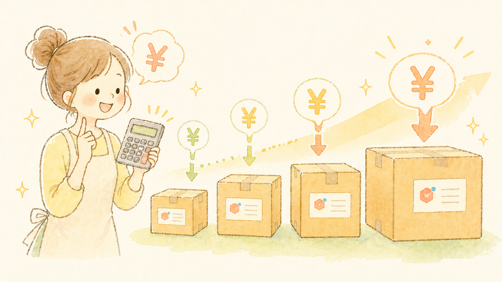 サイズ別の料金がお得になる比較イラスト