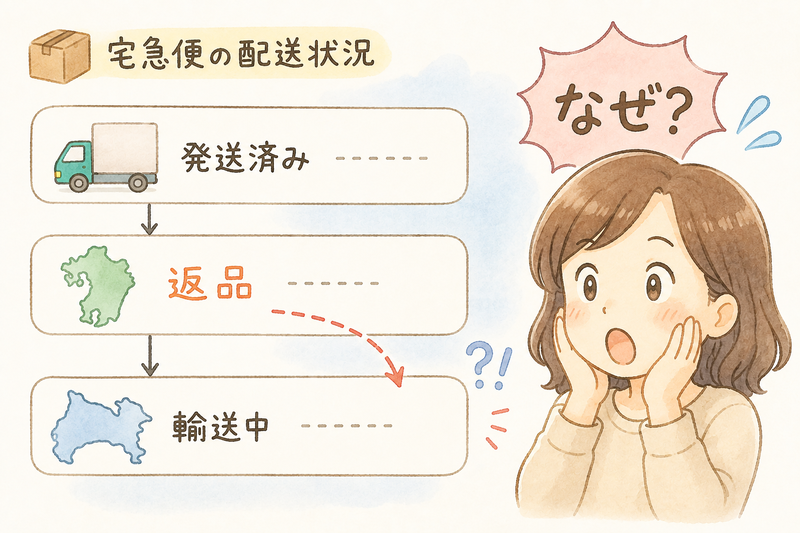 宅急便の追跡番号が返品になっている